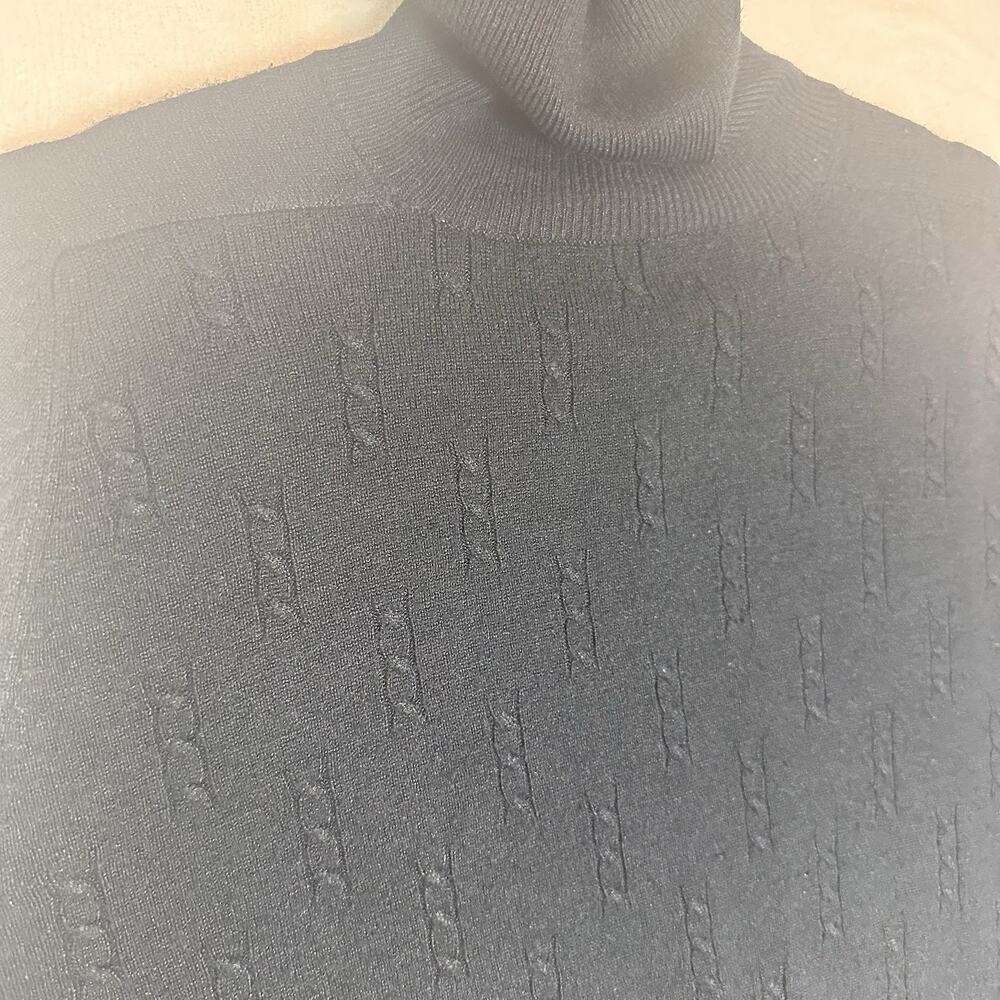 Vintage 90s Crystal-Kobe Women L Navy Blue Turtleneck Sweater Long Sleeve